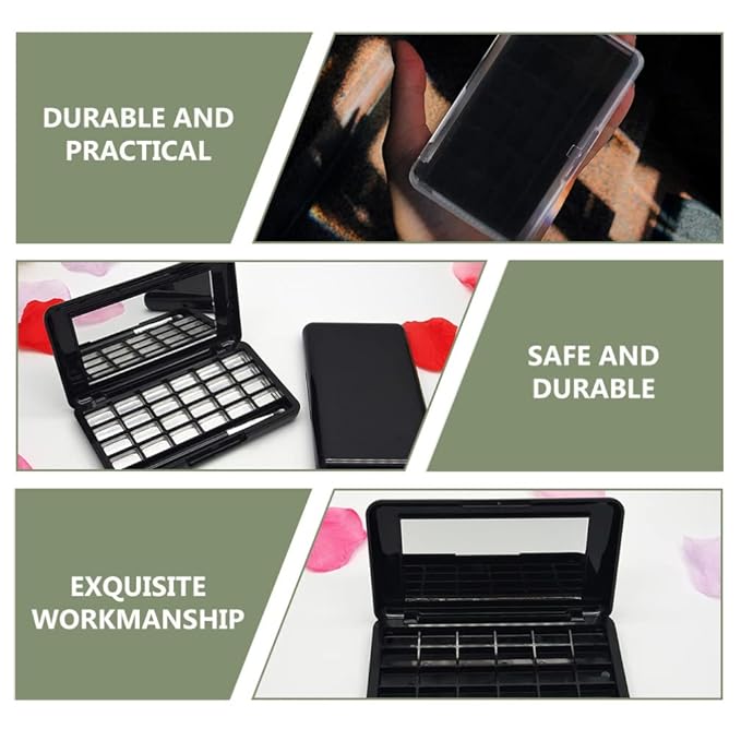 Empty Eyeshadow Palette Eyeshadow Makeup Palette Lipstick Container Makeup Empty Case for Blush Lipstick, 2Pcs 24 Grids