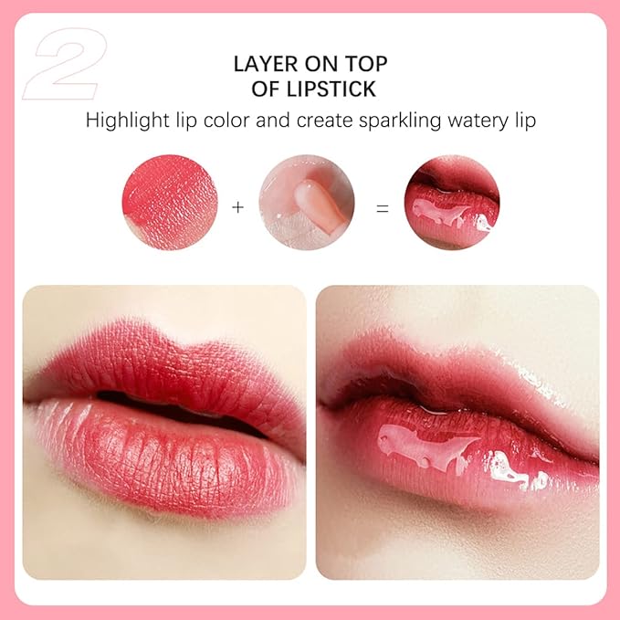 Lip Oil Hydrating Tinted Lip Balm, Plump Lip Gloss Lip Care Transparent Toot Lip Oil Tinted (004# Transparent)