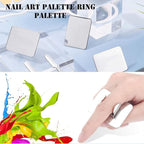 AKOAK 2 Pcs Stainless Steel Square Palette Mini Ring Makeup Palette Nail Blur Painting Tools DIY Nail Art can be Used for Eye Shadow Eyelash Pigment Mix