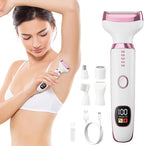 5-in-1 Electric Razor for Women - Bikini Trimmer with LED Display, Painless Hair Removal for Face, Nose, Eyebrows, Arms & Legs - Wet/Dry Rechargeable Shaver for Armpits & Pubic Area