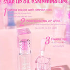 Hydrating Lip Gloss Transparent Lip Care,Magic Color Changing Moisturizing Lip Glow Oil Plumping Glimmer Glow Lipstick, Long Lasting Non-sticky Fresh Texture Lip Oil(Q2394-1#Change Color)