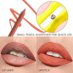 evpct 1Pcs Orange Red Matte Long Lasting Lip Liner Pencils Makeup for Shaping & Sculpting Lips, No Transfer Long Wear Waterproof Pigmented Lip Liner lipliners Crayon Lipstick Pencil Sharpener 08
