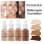 2Pcs Liquid Foundation Full Coverage 24HR Matte Oil Top (1pcs-101) 30ml
