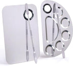Makeup Palette, Makeup Mixing Palette, Stainless Steel Metal Foundation Palette with Spatula Artist Tool for Mixing Foundation Nail-Art, Cosmetic Mixing Makeup Palette, Makeup Plate, 6×4"/Silver/2pcs
