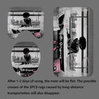 4PCS Sexy African American Women Shower Curtain Sets with Rugs, Waterproof Fabric Black White Shower Curtain, Hello Gorgeous Positive Quotes Black Girl Afro Black Woman Fashion Bathroom Decor