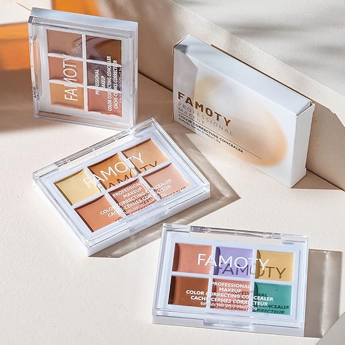 6 Color Correcting Concealer Palette With Concealer Brush, Correcting