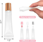 Quacc 9pcs Empty Lip Gloss Tubes, 15ml Soft Squeezable Lip Balm Container Refillable Lipstick Cosmetic Tubes for DIY Lip Gloss Balm Makeup Travel Toiletries (White Pink Silver)