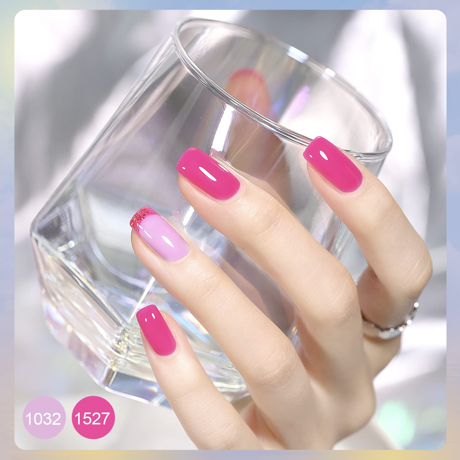 GAOY 42 Pcs Gel Nail Polish Kit, Pink White Red Jelly Nude Colors All Seasons Gel Nail Polish Set with Glossy & Matte Top Coat and Base Coat for Salon and DIY Manicure at Home