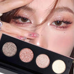 Shiny Highlight Eyeshadow Palette 4 Colors, Cosmetics Shimmer Palette, Cruelty-Free and Vegan Formula, Glitter Eyeshadow for Professional Makeup Kit (A#)