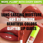 4 Colors Lip Oil Lip Glaze, Soft Brush Head Hydrating Lip Glow Oil,Shiny Transparent Lip Gloss Plumping,Long Lasting Nourishing Non-sticky Fresh Clear Smooth Lip Care -Set B