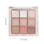 9 Colors Glitter Eyeshadow Palette Naturing-Looking Women Girls Eye Shadow,Pink White Gold Glitter Shimmer Sparkly Eye Shadow Palette Makeup,Warm Pastel Eyeshadows Palette Long Lasting Waterproof