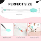 Unaone Lip Scrub Brush - 3 PCS Dual-ended Lip Scrubber Exfoliator and Silicone Lip Brush, 3-in-1 Silicone Lip Scrub Tool Lip Mask Applicator, Gentle Exfoliator & Applicator for Soft