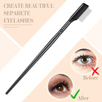 Skyley 4 Pieces Eyebrow Brush Eyelash Separator Brow Comb and Lash Spoolie Professional Eye Makeup Tools Metal Folding Lash Comb Black Double Head Eyelash Brush