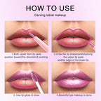 evpct Light Rose Pink Metallic Glitter Lip Liner and Lipstick Combo Lip Gloss Stain Set Makeup for Women Long Lasting Waterproof 24, Pink Metallic Shimmer Frosted Iridescent Shiny Liquid Lipstick 10