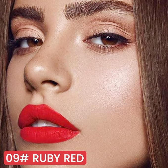 evpct Longwear Liquid Lip Liner Stain Marker Pen Long Lasting Waterproof, Ruby Red Matte Semi Permanent 24 Hour Lip Liner and Lipstick Combo, Korean Color Stay Lipliner All Day, Lips Stain peel off