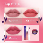 3Pcs Peel-Off Lip Tint Set - Tattoo Lip Stain Kit in 3 Vibrant Colors, Long-Lasting Matte Finish, Moisturizing Peel-Off Lip Mask, Waterproof & Smudge-Proof, 24H Color Hold (3PCS, 3)