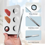 Stainless Steel Cosmetic Palette with Spatula, 3-well Mixing