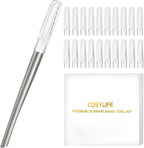 Dermaplaning Tool for Face, 20 Blade Refills, Dermaplane Razor for Face, Hair Remover Blade for Eyebrows and Peach Fuzz, Facial Shaver for Women That Helps Exfoliate and Smooth The Skin