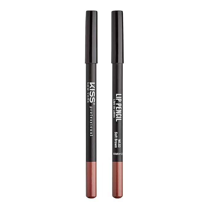 KISS New York Professional Slim Lip Pencil, Creamy Soft Lip Liner, Smooth Long-Lasting Rich Lip Color, Natural Lip Makeup, Water-Resistant Lip Crayon (Soft Brown)
