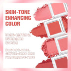 Blush for Cheeks Professional Makeup Palette, Comes with 4 Separate Powder Palette,Blendable and Fade-Resistant for Eyes,Lips & Cheeks Long-Wear Matte Finish,Color-Coral Nude Pink Red Comes with Brush