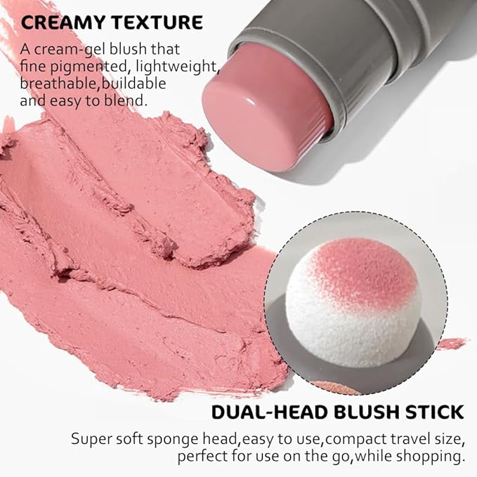 Cream to Powder Blush Stick, High Impact Color, Moisturizing Face Makeup (01#, 1 Count (Pack of 1))
