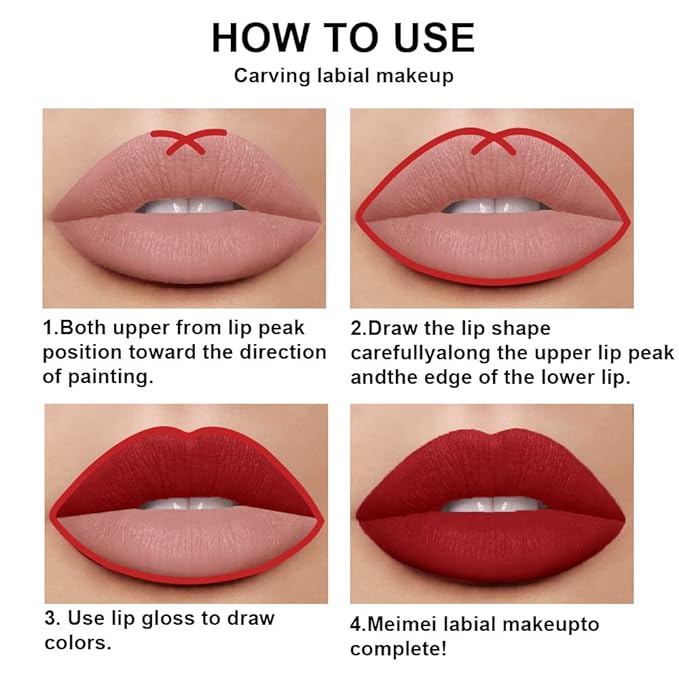 evpct 2Pcs Dark Oxblood Red Matte Lip Liner and Lipstick Combo Lip Gloss Stains Pencil Makeup Set Women Long Lasting 24 Hours Liquid Lipstick and Lip Liner Set labiales mate 24 horas originales