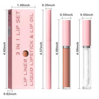 3-in-1Beige Nude Matte Lip Stain Kit | Waterproof Lip Liner + Hydrating Matte Lip Gloss + Nourishing Lip Oil | Long Lasting Plumping to Create Perfect Lip Makeup.03#
