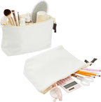 Juvale 6 Pack Canvas Makeup Bags with Zipper - 11.75 x 5.5 In White Cotton Canvas Makeup Bag Set for Toiletries and DIY Crafts