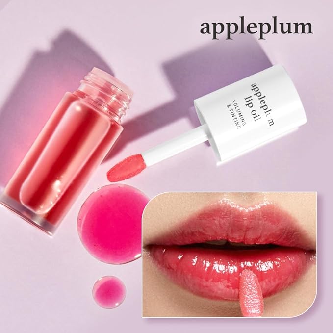 NOONI Korean Hydrating Lip Oil - Appleplum | Long-Lasting, Moisturizing, Plumping, Revitalizing for Dry Lips, Waterproof, No Peel Off, Korean Tint, Hydrating, Nourishing Crystal Clear, 0.12 FL Oz