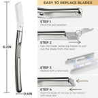 ZOMCHI Dermaplaning Tool, Dermaplaning Razor for Women & Men, Reusable Eyebrow Razor with 11 Refill Blades, Facial Razor Removes Peach Fuzz, Exfoliates Skin (Matte Silver)