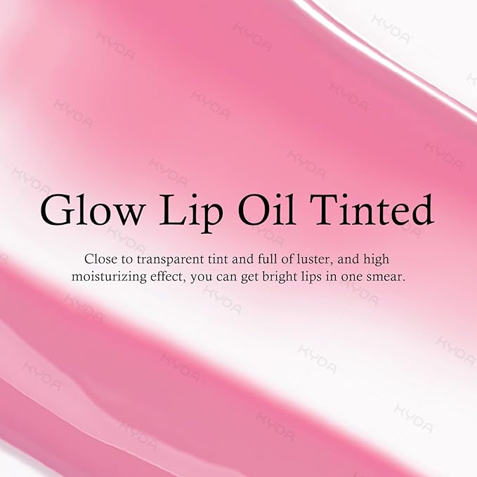 KYDA Hydrating Lip Glow Oil, Moisturizing Lip Oil, Glossy Transparent Plumping Lip Gloss, Tinted Lip Oil for Lip Care and Dry Lips-Cherry