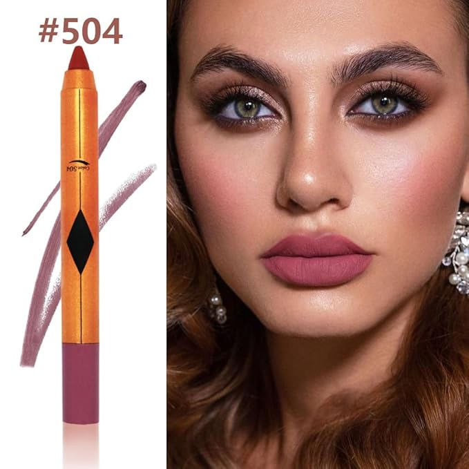 Light Purple Lip Liner Pencil, Smooth Matte Lipstick Crayon with Lip Pencil Sharpener for Women, Velvet Smudge Proof Smudgeproof Waterproof No Transfer Makeup Forever Lipliner 504#