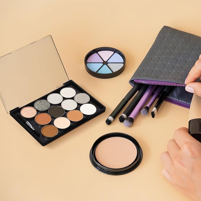 FRCOLOR Empty Eyeshadow Makeup Palette Magnetic Eyeshadow Palette Empty Cream Blush Palette Makeup Tray With 12pcs Round Metal Pans 1pcs Eyeshadow Brush
