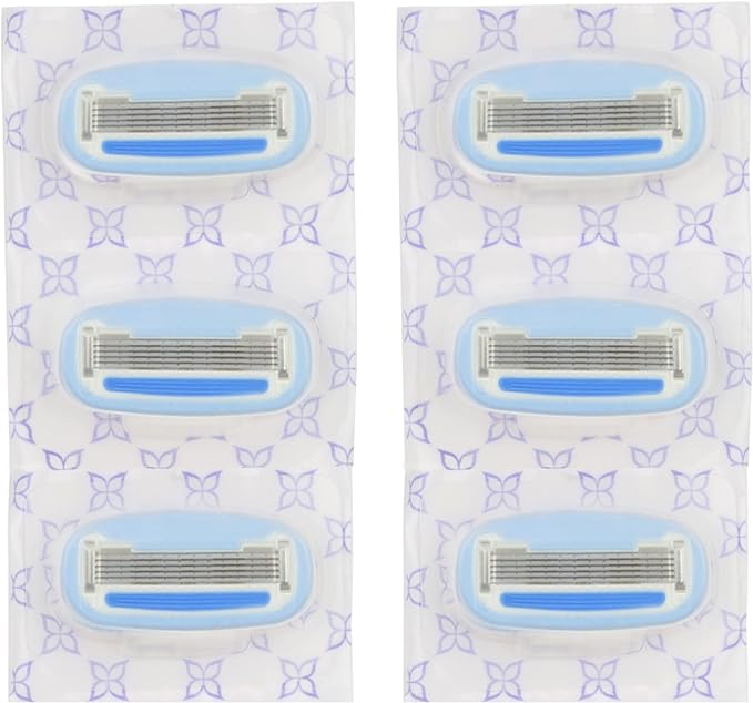 Amazon Basics 5-Blade Razor Refills for Women, 6 Count (Fits Amazon Basics Razor Handles Only) (Previously Solimo) (Pack of 2)