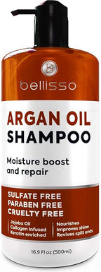 Argan Oil Shampoo - Sulfate Free with No Parabens - Moroccan Botanicals for Women and Men - Professional Moisturizing, Anti Frizz, Hydrating Solution for Dry, Wavy, Curly and Color Treated Hair