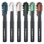 6Pcs Cream Eyeshadow Sticks Set, Champagne Pearl Brown Cocoa Stone Green Sliver Shimmer Matte Waterproof Eye Brightener Stick Palette for Eye Makeup 02 (6Pcs-02)