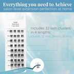 Ardell Seamless Extensions Refill Kit, Faux Mink, 32 Assorted Lengths, Customizable DIY Underlash Clusters for Natural Volume, Knotless Design