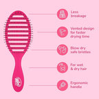 Wet Brush Speed Dry Hair Brush - Pink - Vented Design and Ultra Soft HeatFlex Bristles Are Blow Dry Safe With Ergonomic Handle Manages Tangle and Uncontrollable Hair - Pain-Free