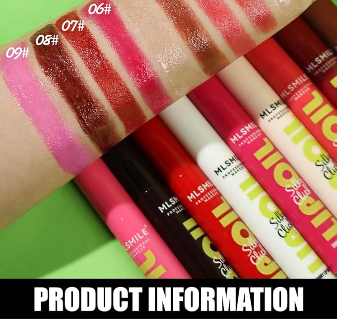 3 Colors Fat Lip Oil Click Slick, Moisturizing and Long-lasting Lip Balm, Non-stick and High Pigment Lip Glow Oil, Lightweight Lip Plumper with Coconut Oil (Set: A)