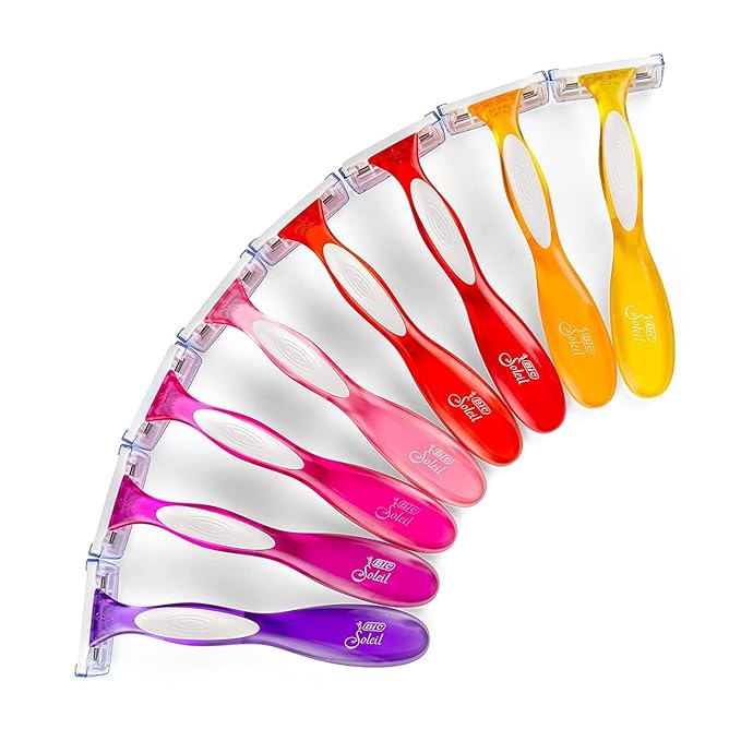 BIC Soleil Smooth Colors Razors with Aloe Vera and Vitamin E Lubricating Disposable Razors for Women, 20-Count, 3 Blades