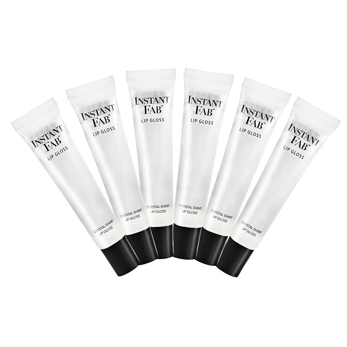 STUDIO LIMITED Instant Fab Crystal Shiny Clear Lip Gloss Long Lasting Ultra Hydrating Plumping Lip Gloss for women girls Value Pack 14ml/ 0.47oz (Clear, 6 Pcs)