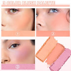 3 IN 1 Brown Nude Face Highlight Bronzer Powder Palette for Face Cheeks Contour Brightening, Buildable Matte Coverage Natural Makeup,Ultra Sculpt Nose Shadow Eyeshadow Primer-Orange
