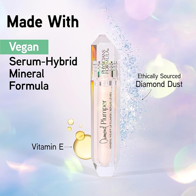 Physicians Formula Mineral Wear Diamond Lip Plumper Gloss, Dermatologist Tested, Light Pink Princess Cut