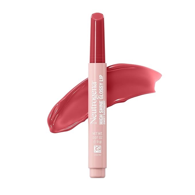 Neutrogena High Shine Glossy Lip with Maracuja Oil + Vitamins & Antioxidant Vitamin E, Nourishing Glossy Lip, Non-Retractable, Pigmented For Buildable Color, Sweet Raspberry, 0.07 oz
