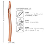 Eyebrow Razor with 6 Blades & Travel Case – Face Razors for Women & Men, Eyebrow Trimmer Shaper with Precision Cover, Facial Shaver & Dermaplaning Tool for Smooth Skin (Rose Gold)