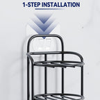 4-Tier Shower Soap Shampoo Bar Holder, Self Adhesive & Freestanding Draining Soap Dish Caddy for Bathroom Wall Accesories Decor Black