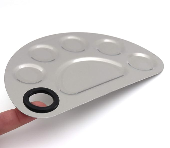 semicircle Makeup Palette Stainless Steel 6-dents Nail-art Cosmetic