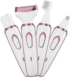 Women's Electric Razor Bikini Trimmer, 4-in-1 Cordless Shaver for Face, Legs, Underarms, Pubic Hair – Wet/Dry Use, Painless Hair Removal