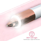 Portable Eyebrow Hair Remover for Women – Painless, Fast & Precise Flawless Electric Razor & Epilator for Eyebrow, Nose, Ear Hair Removal – 18K Gold-Plated, 360° LED Light