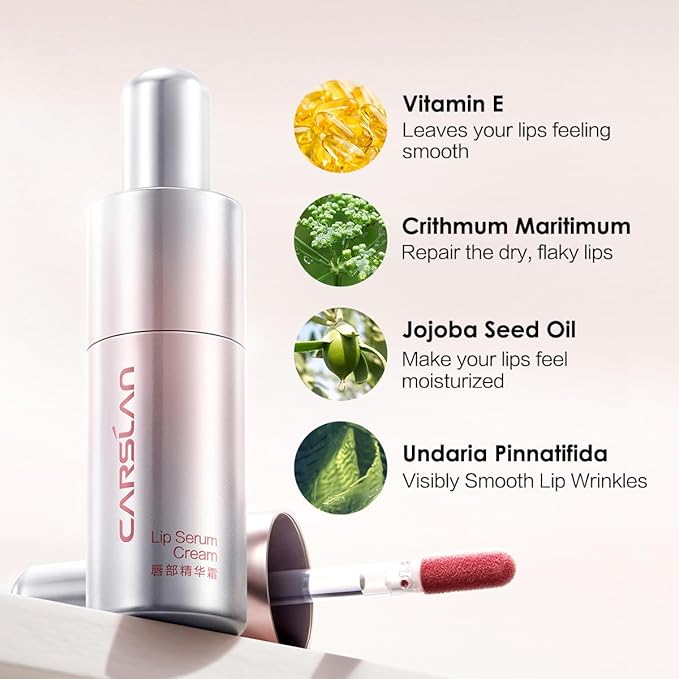 Hydrating Lip Serum Cream, Longlasting Moisturizing, Lightweight Lip Gloss, Semi-Matte Lipstick with Vitamin E, Crithmum Maritimum Essential oil, C206